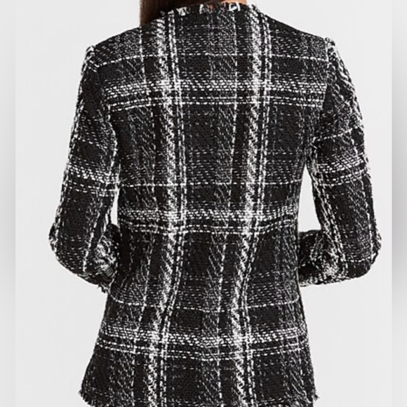 Express Plaid Collarless Boucle Blazer - Picture 5 of 6